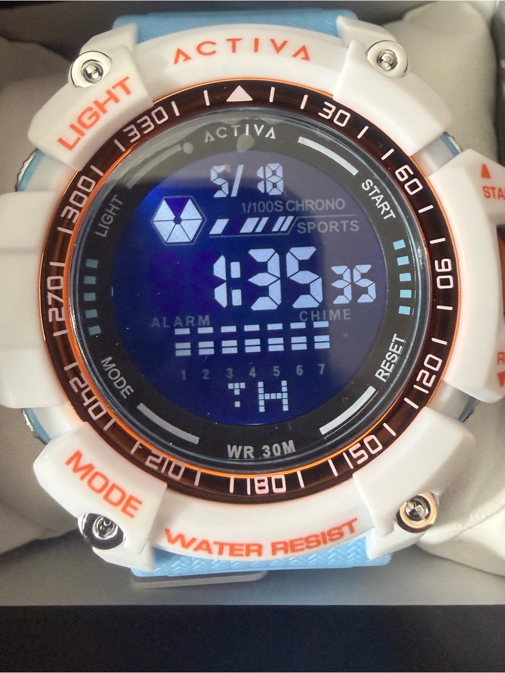Activa x Invicta Digital Sport Watch Light Blue White Orange NWT